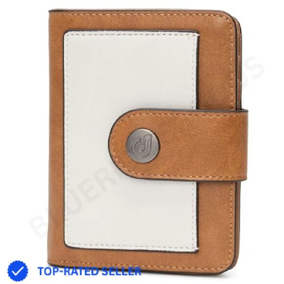 Compact Bifold Wallet RFID Blocking Vegan Leather Minimal Chic Travel Essential - Picture 2 of 6